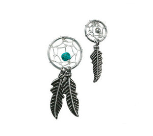 Men's fashion Indian-style braided feather ear stud
