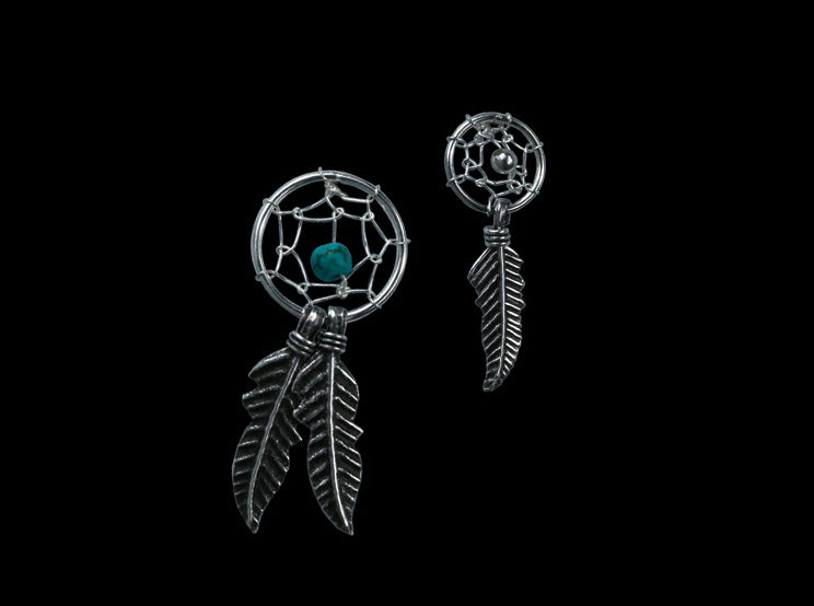 Men's fashion Indian-style braided feather ear stud