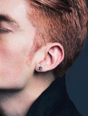 Men's fashion gems silver ear studs