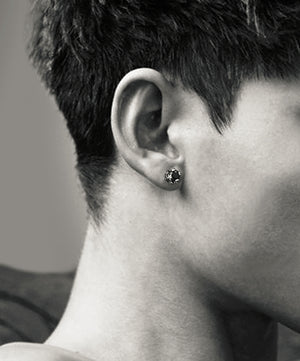Men's fashion gems silver ear studs