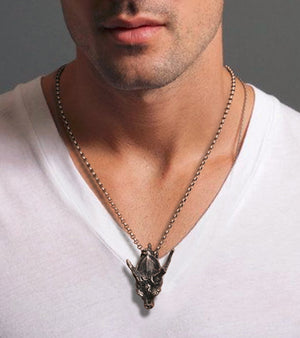 Men's fashion sterling silver dragon skeleton pendant & necklace