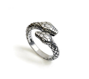 Men's fashion snake sterling silver ring