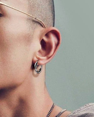 Men's fashion weave silver ear stud