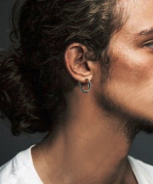Men's fashion weave silver ear stud