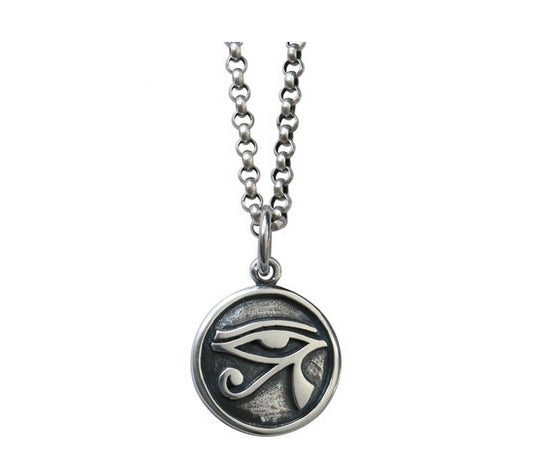 Men's fashion sterling silver omniscient eye pendant & necklace