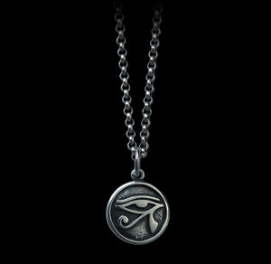 Men's fashion sterling silver omniscient eye pendant & necklace