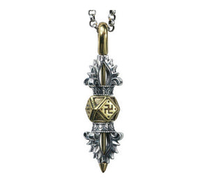 Men's fashion sterling silver vajra pestle pendant & necklace
