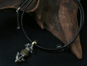 Men's fashion sterling silver vajra pestle pendant & necklace