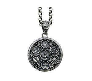 Men's fashion gods bless sterling silver pendant & necklace