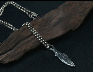 Men's fashion sterling silver fish pendant & necklace