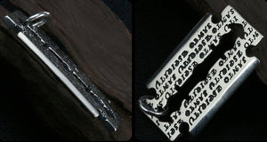 Men's vintage sterling silver bible blade pendant & necklace