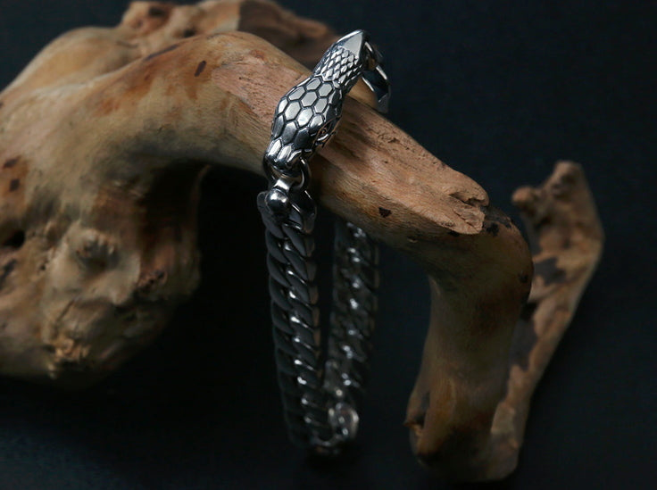 Men's fashion snake sterling silver bracelet