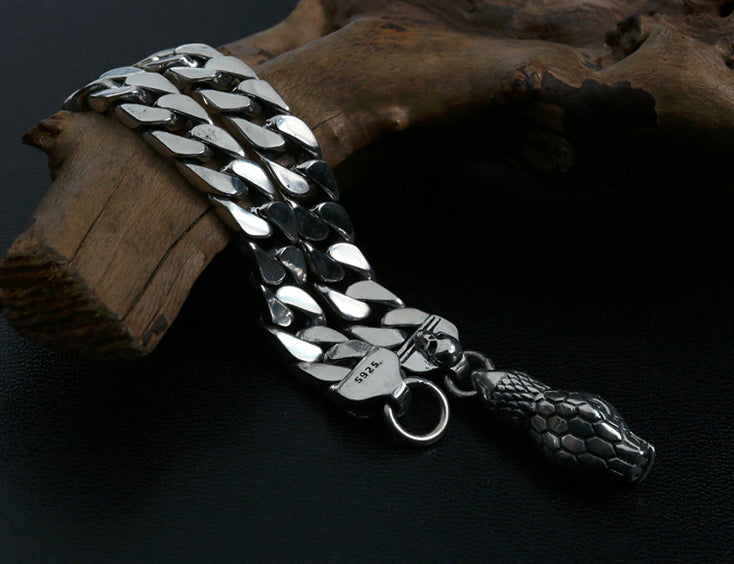 Men's fashion snake sterling silver bracelet