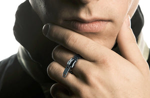 Men's fashion zipper head sterling silver ring