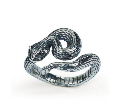 Men's fashion snake sterling silver ring