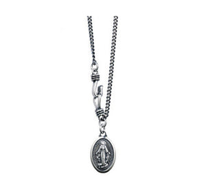 Men's vintage sterling silver virgin mary chain necklace