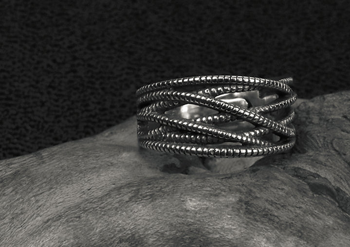 Men's fashion layers sterling silver ring