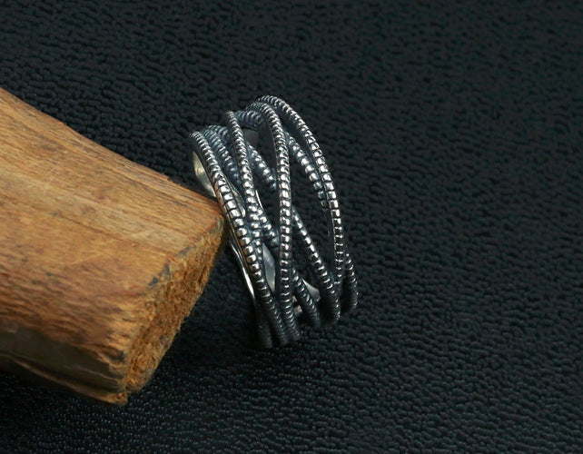 Men's fashion layers sterling silver ring