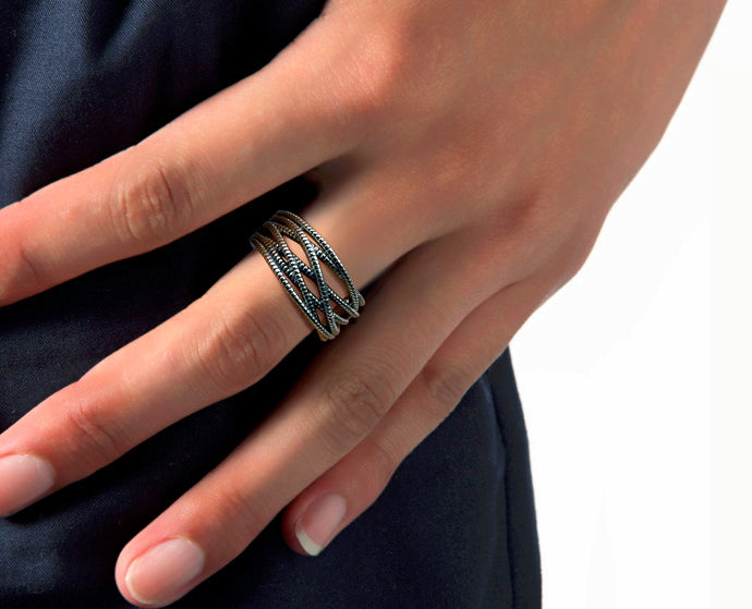 Men's fashion layers sterling silver ring