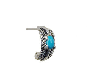Men's fashion turquoise feather ear stud