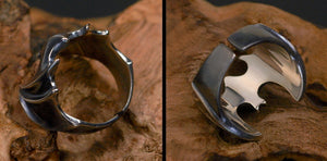 Men's unique batman sterling silver ring