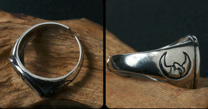 Men's vintage compass sterling silver ring