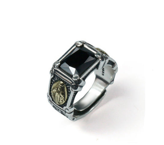 Men's fashion virgin mary sterling silver ring