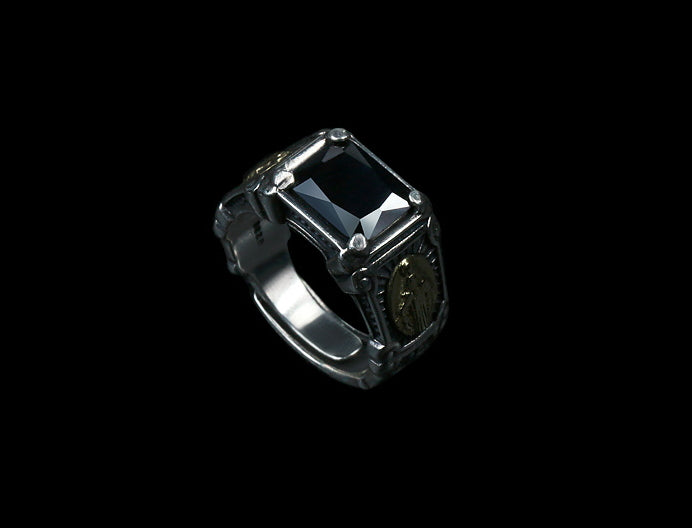 Men's fashion virgin mary sterling silver ring