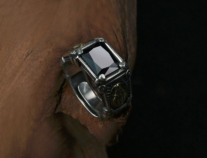 Men's fashion virgin mary sterling silver ring