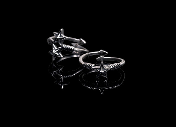 Men's fashion pentagram sterling silver ring