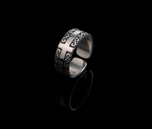 Men's fashion cross sterling silver ring