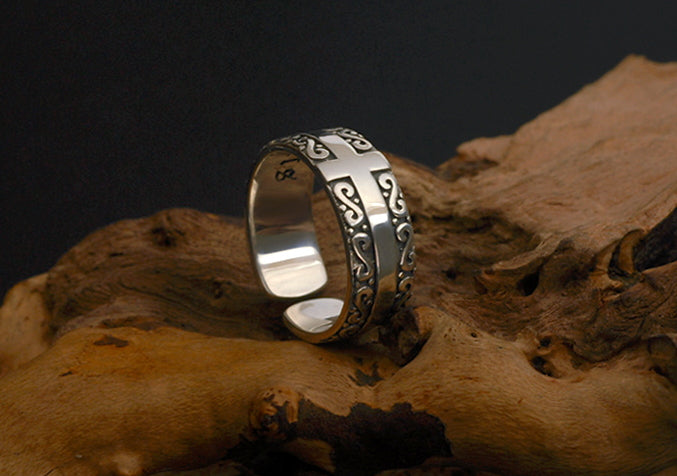 Men's fashion cross sterling silver ring