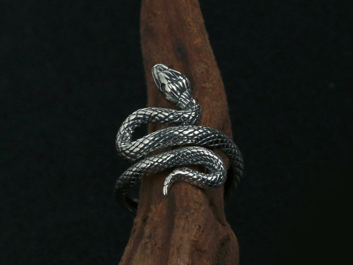 Men's fashion snake sterling silver ring