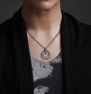 Men's fashion sterling silver peace buckle pendant & necklace
