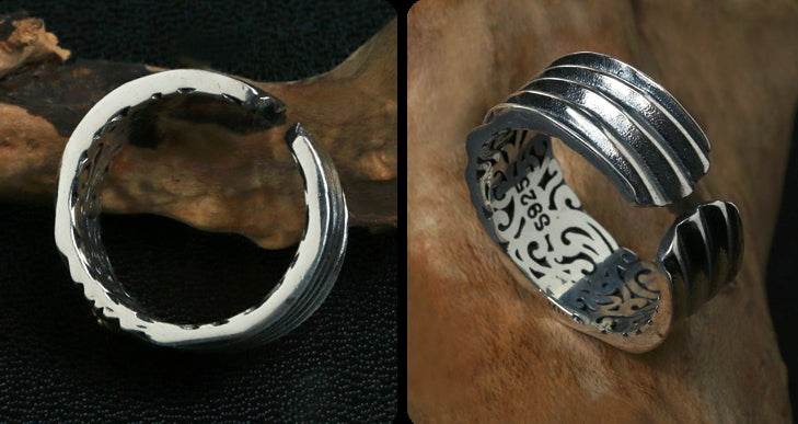 Men's vintage omniscience eye sterling silver ring