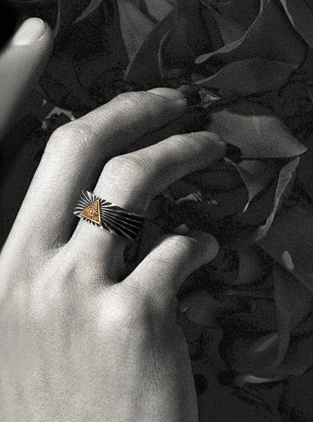 Men's vintage omniscience eye sterling silver ring
