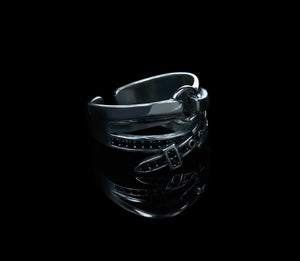 Men's fashion belt sterling silver ring