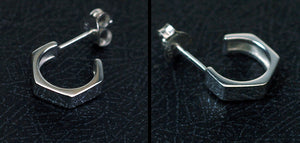 Men's fashion hexagon sterling silver ear studs