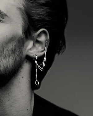 Men's fashion chain rings ear cuff
