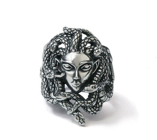 Men's fashion medusa silver ring