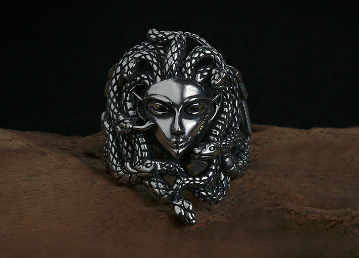 Men's fashion medusa silver ring