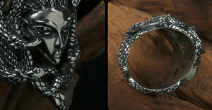 Men's fashion medusa silver ring