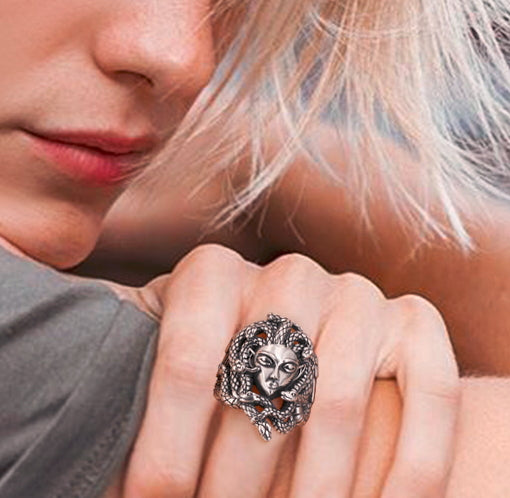 Men's fashion medusa silver ring