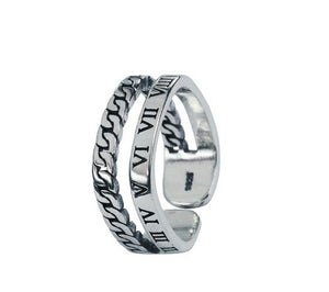 Men's unique layers sterling silver ring