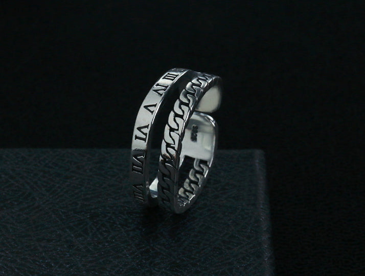 Men's unique layers sterling silver ring