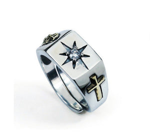 Men's vintage christ star sterling silver ring