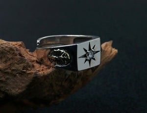 Men's vintage christ star sterling silver ring