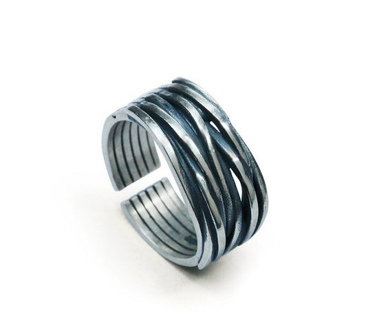 Men's layers sterling silver ring