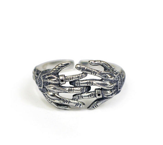 Men's fashion devil hug sterling silver ring