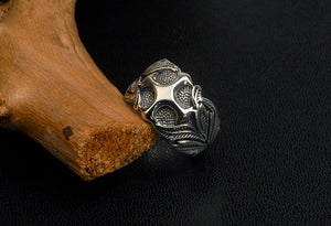 Men's vintage cross sterling silver ring